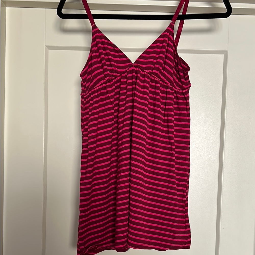 Bright pink and dark pink Striped Camisole with adjustable straps